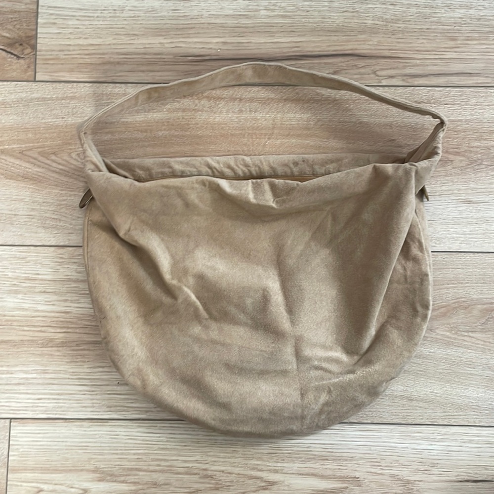 Vintage hobo suede bag with brass details